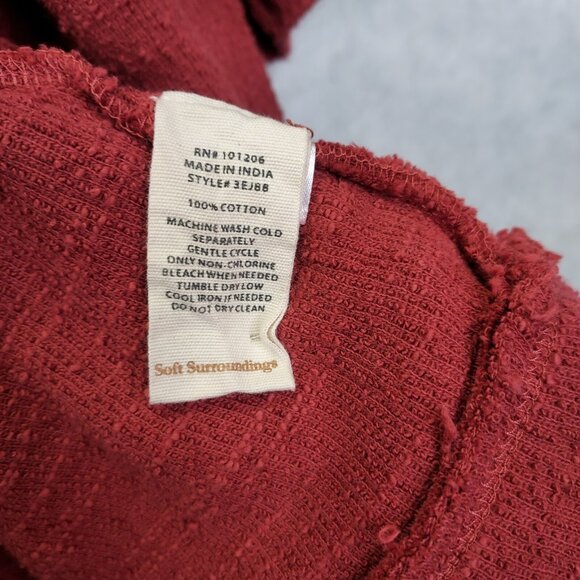 Soft Surroundings Cardigan Women Petite L/XL Open Front Pockets Slub Cotton Ocre - Picture 10 of 14